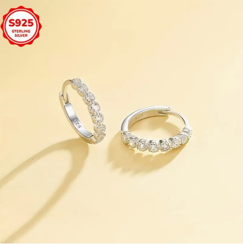 Silvery Delicate Hoop Luxary Earrings