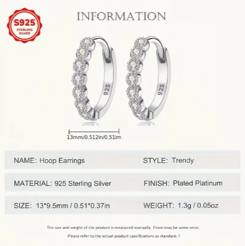 Silvery Delicate Hoop Luxary Earrings