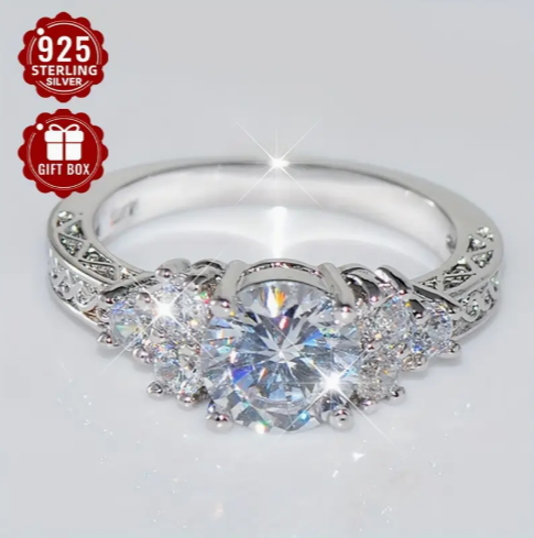 Pure Silvery Luxury Halo Ring