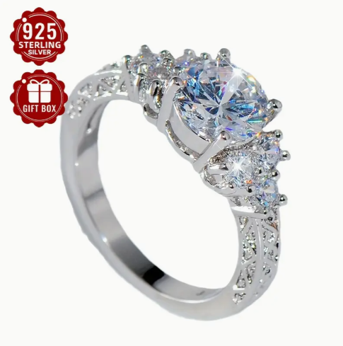 Pure Silvery Luxury Halo Ring