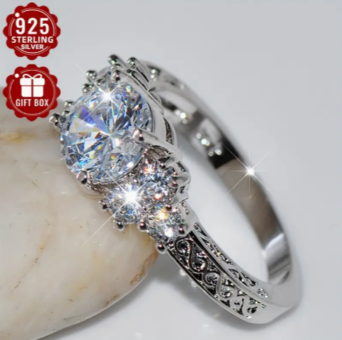 Pure Silvery Luxury Halo Ring