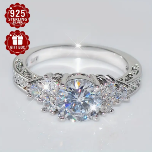 Pure Silvery Luxury Halo Ring